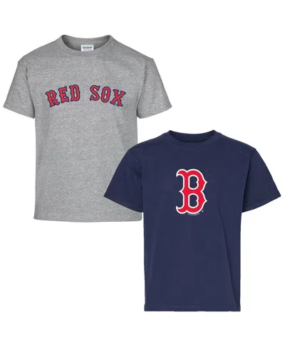 Soft As A Grape Kids' Big Boys And Girls 2-pack Navy/gray Boston Red Sox T-shirt Set In Blue