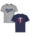 Soft As A Grape Youth   Navy/gray Minnesota Twins Two-pack T-shirt Set In Blue