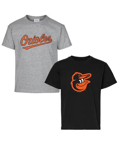 Soft As A Grape Kids' Big Boys And Girls Black/gray Baltimore Orioles T-shirt, Set Of 2