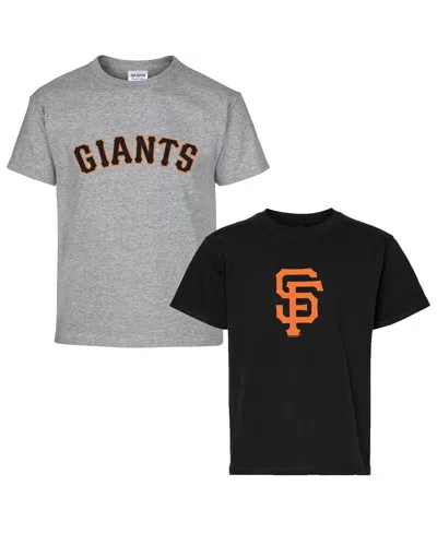 Soft As A Grape Kids' Big Boys And Girls Black/gray San Francisco Giants Two-pack T-shirt Set