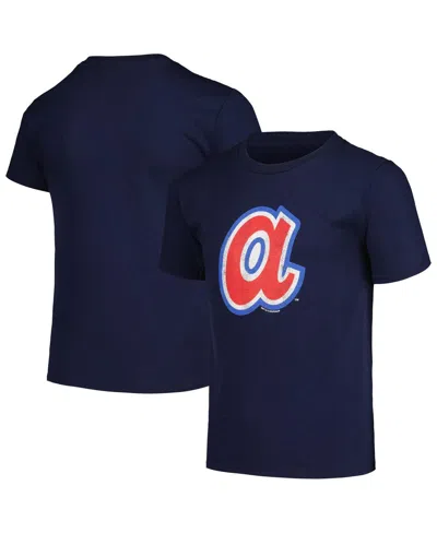 Soft As A Grape Kids' Big Boys And Girls Navy Atlanta Braves Cooperstown Collection T-shirt