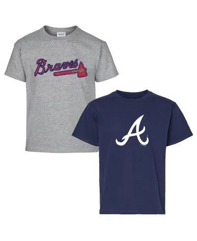 Soft As A Grape Kids' Big Boys And Girls Navy/gray Atlanta Braves T-shirt, Set Of 2 In Blue