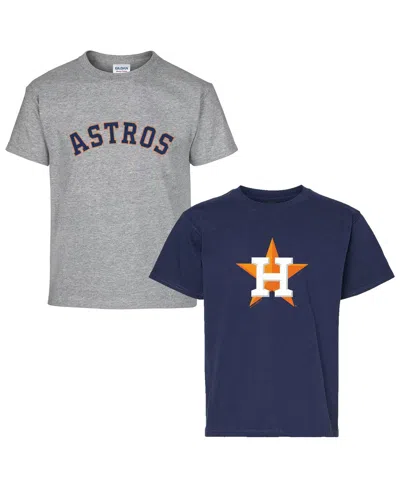 Soft As A Grape Kids' Big Boys And Girls Navy/gray Houston Astros Two-pack T-shirt Set