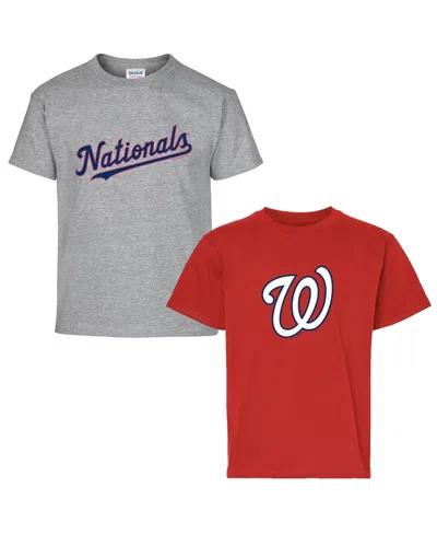 Soft As A Grape Kids' Big Boys And Girls Red/gray Washington Nationals Two-pack T-shirt Set In Multi