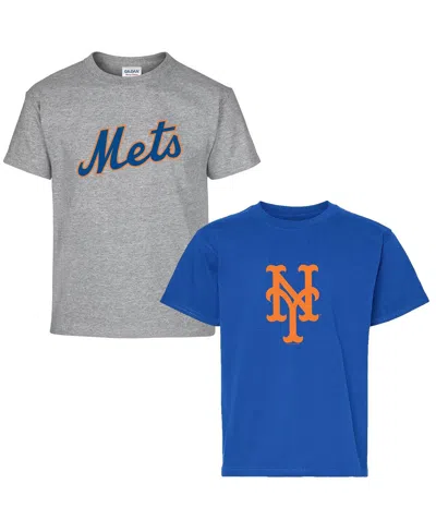 Soft As A Grape Kids' Big Boys And Girls Royal/gray New York Mets T-shirt, Set Of 2 In Blue