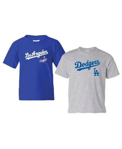 Soft As A Grape Kids' Big Boys And Girls Royal/heather Gray Los Angeles Dodgers Cooperstown 2-pack T-shirt Set In Multi