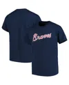 Soft As A Grape Big Boys Atlanta Braves Distressed Logo T-shirt In Navy
