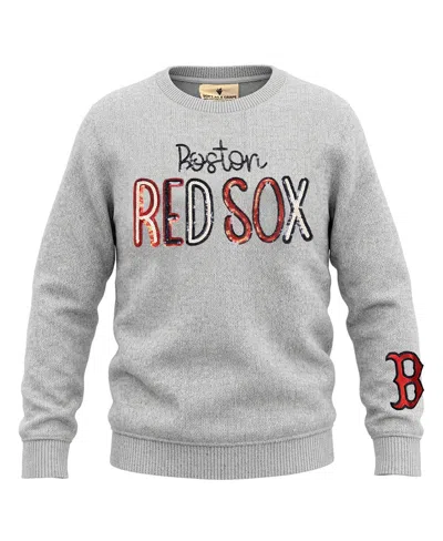 Soft As A Grape Kids' Big Girls  Heather Gray Boston Red Sox Nantucket Sequin Fleece Crewneck Sweatshirt