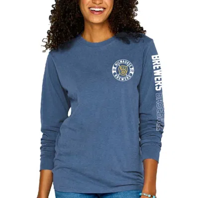 Soft As A Grape Blue Milwaukee Brewers Pigment-dyed Long Sleeve T-shirt