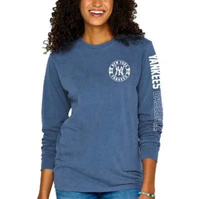 Soft As A Grape Blue New York Yankees Pigment-dyed Long Sleeve T-shirt