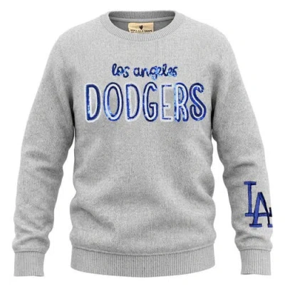 Soft As A Grape Kids' Girls Youth   Heather Gray Los Angeles Dodgers Nantucket Sequin Fleece Crewneck Sweat