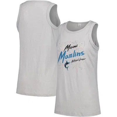 Soft As A Grape Gray Miami Marlins Gauze High Neck Tank Top