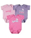 Soft As A Grape Infant Boys And Girls  Pink, Purple Cleveland Guardians 3-pack Rookie Bodysuit Set In Pink,purple