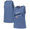Soft As A Grape Navy Cleveland Guardians Plus Size Curvy High Neck Tri-blend Tank Top In Navy