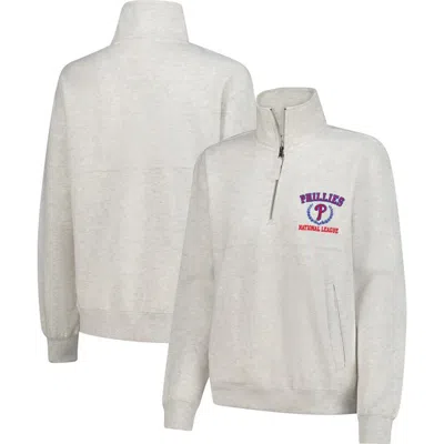 Soft As A Grape Oatmeal Philadelphia Phillies Quarter-zip Fleece Pullover In Gray
