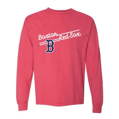 Soft As A Grape Red Boston Red Sox Pigment Dye Long Sleeve T-shirt In Pink