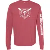 Soft As A Grape Red Philadelphia Phillies Pigment Dye Long Sleeve T-shirt In Pink