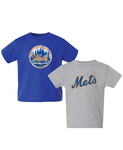 Soft As A Grape Babies' Toddler 2-pack Royal/heather Gray New York Mets Cooperstown Collection T-shirt In Blue