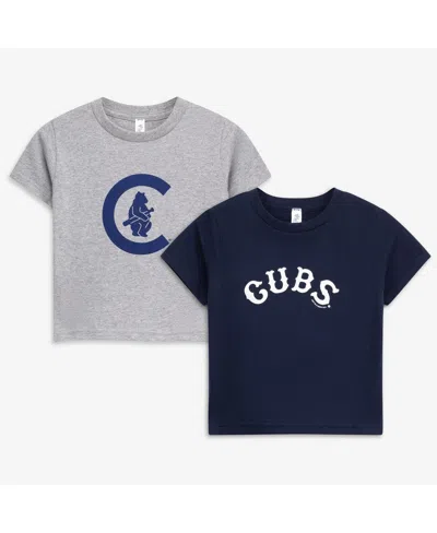 Soft As A Grape Babies' Toddler Heather Gray/heather Gray Chicago Cubs Cooperstown Collection Two-pack T-shirt Set In Blue