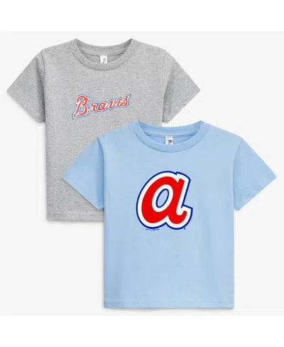 Soft As A Grape Babies' Toddler Heather Gray/light Blue Atlanta Braves Cooperstown Collection Two-pack T-shirt Set