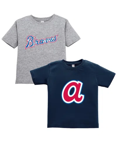 Soft As A Grape Babies' Toddler Navy/gray Atlanta Braves Cooperstown Collection T-shirt, Set Of 2 In Blue