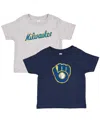 Soft As A Grape Toddler 2-pack Navy/gray Milwaukee Brewers Cooperstown Collection T-shirt Set In Blue