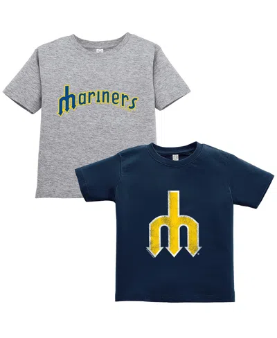 Soft As A Grape Babies' Toddler Navy/gray Seattle Mariners Cooperstown Collection Two-pack T-shirt Set In Multi
