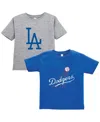 Soft As A Grape Toddler Royal/gray Los Angeles Dodgers Cooperstown Collection T-shirt, Set Of 2 In Blue