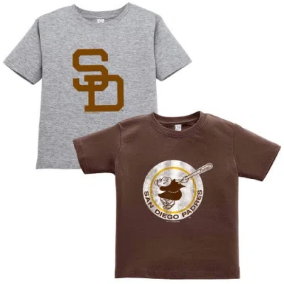 Soft As A Grape Kids' Toddler  Brown/gray San Diego Padres Cooperstown Collection Two-pack T-shirt Set