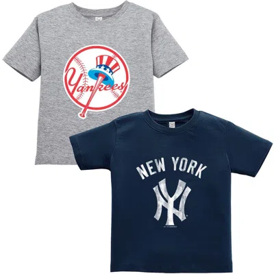 Soft As A Grape Kids' Toddler  Navy/gray New York Yankees Cooperstown Collection Two-pack T-shirt Set In Blue