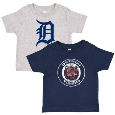 Soft As A Grape Kids' Toddler  Navy/heather Gray Detroit Tigers Cooperstown Collection Two-pack T-shirt Set In Blue