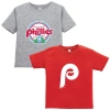 Soft As A Grape Toddler  Red/gray Philadelphia Phillies Cooperstown Collection Two-pack T-shirt Set In Gray