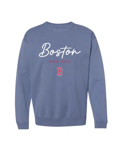 Soft As A Grape Women's Boston Red Sox Pigment Dye Crewneck Cotton-blend Pullover Sweatshirt In Blue