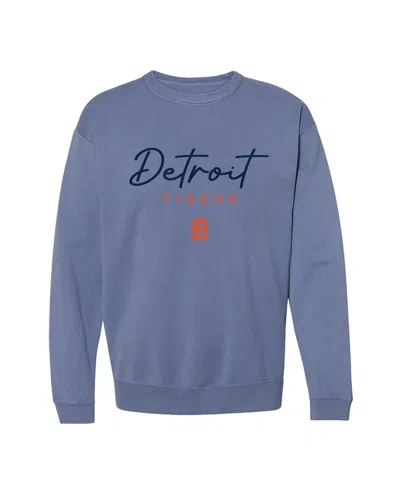Soft As A Grape Women's Detroit Tigers Pigment Dye Fleece-lined Crewneck Sweatshirt In Blue