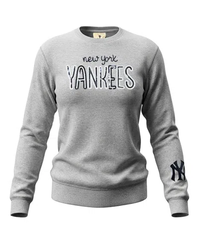 Soft As A Grape Women's Heather Gray New York Yankees Nantucket Sequin Fleece Sweatshirt