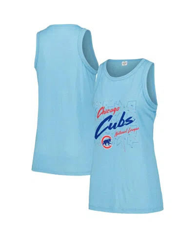 Soft As A Grape Women's Light Blue Chicago Cubs Gauze High Neck Tank Top