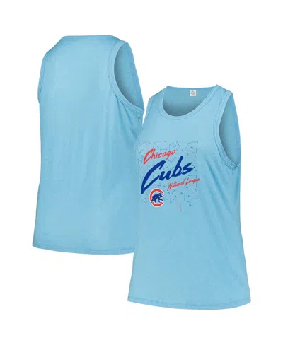 Soft As A Grape Women's Light Blue Chicago Cubs Plus Size Curvy High Neck Tri-blend Tank Top