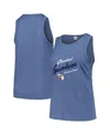 Soft As A Grape Navy Cleveland Guardians Plus Size Curvy High Neck Tri-blend Tank Top In Navy