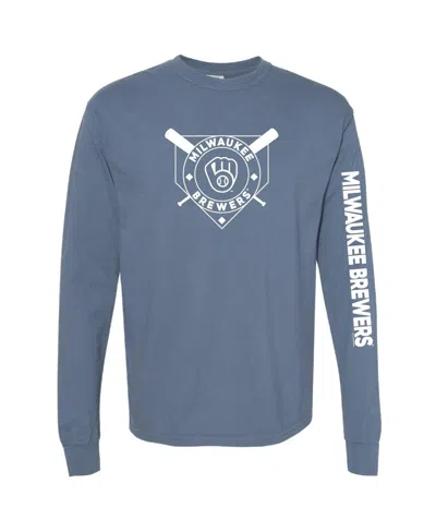 SOFT AS A GRAPE WOMEN'S NAVY MILWAUKEE BREWERS PIGMENT DYE LONG SLEEVE T-SHIRT