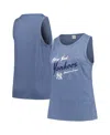 Soft As A Grape Women's Navy New York Yankees Plus Size Curvy High Neck Tri-blend Tank Top In Navy