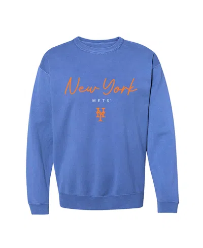 Soft As A Grape Women's New York Mets Pigment Dye Dropped-shoulder Crewneck Sweatshirt In Royal