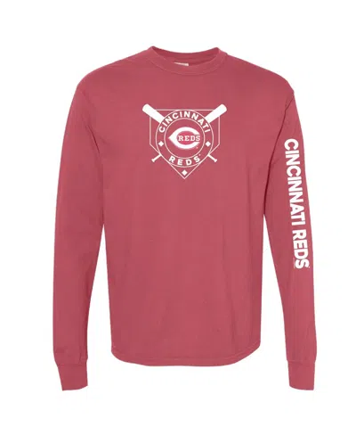 SOFT AS A GRAPE WOMEN'S RED CINCINNATI REDS PIGMENT DYE LONG SLEEVE T-SHIRT