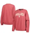 Soft As A Grape Women's Red Philadelphia Phillies Pigment Dye Pullover Sweatshirt In Red