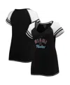Soft As A Grape Black Miami Marlins Curvy Colorblock Tri-blend Raglan V-neck T-shirt In Black