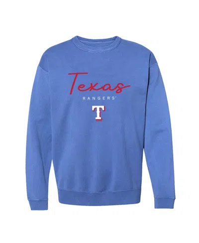 Soft As A Grape Women's  Light Blue Texas Rangers Pigment Dye Crewneck Sweatshirt