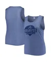 Soft As A Grape Women's  Navy Atlanta Braves Plus Size High Neck Tri-blend Tank Top In Navy