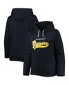 Soft As A Grape Navy Milwaukee Brewers Plus Size Side Split Pullover Hoodie In Navy