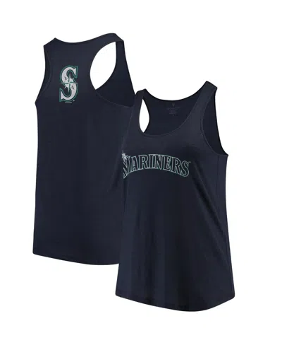 Soft As A Grape Women's  Navy Seattle Mariners Plus Size Swing For The Fences Racerback Tank Top