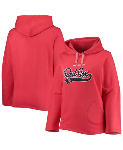 SOFT AS A GRAPE WOMEN'S SOFT AS A GRAPE RED BOSTON RED SOX PLUS SIZE SIDE SPLIT PULLOVER HOODIE