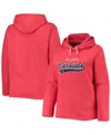 Soft As A Grape Red Washington Nationals Plus Size Side Split Pullover Hoodie In Red